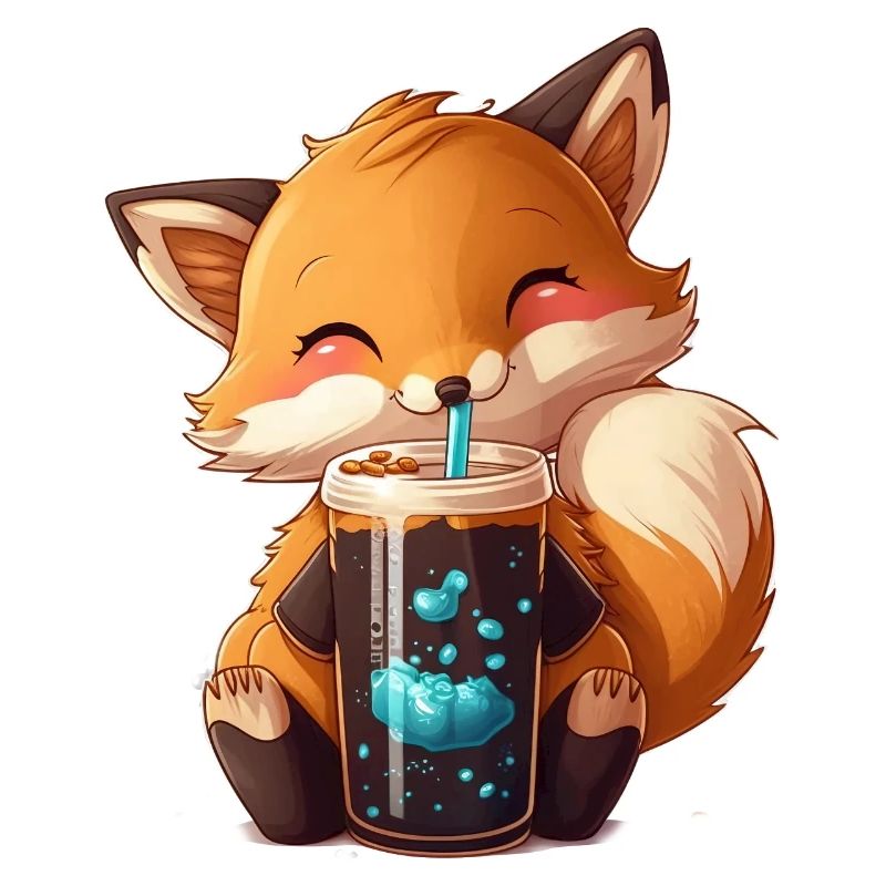 Kawaii Bubble Tea Fox Funny Foxes