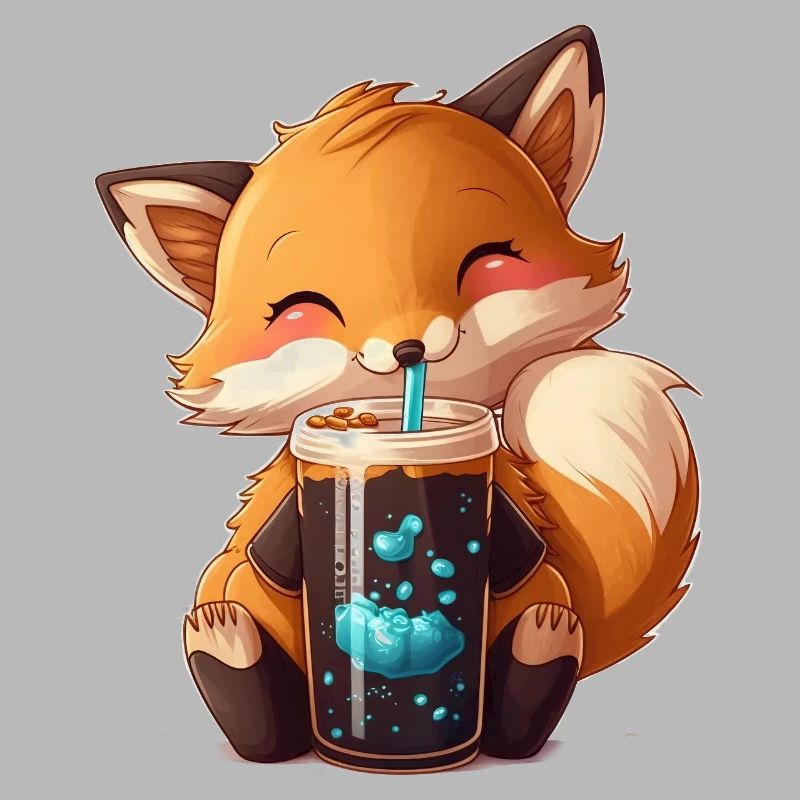 Kawaii Bubble Tea Fox Funny Foxes