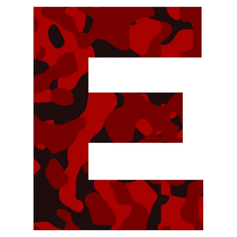 Lettre E Red Camo Design
