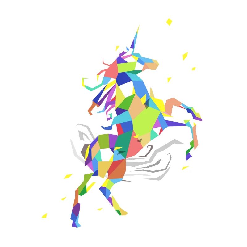 Einhorn Polygon Regenbogen farbiges Einhorn