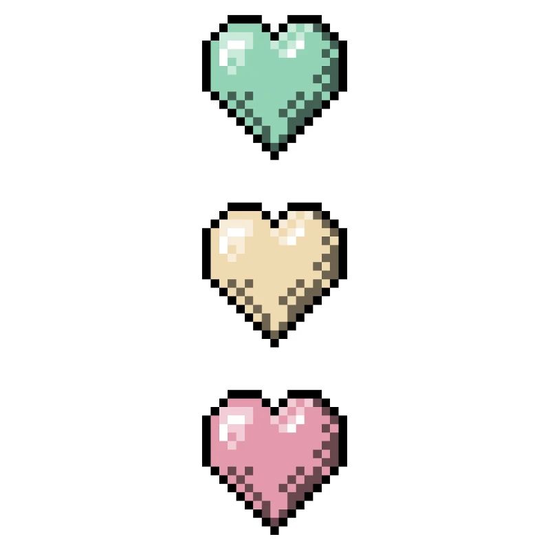 Retro Pixel Art Hearts Stack
