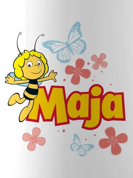 Biene Maja Pose mit Logo