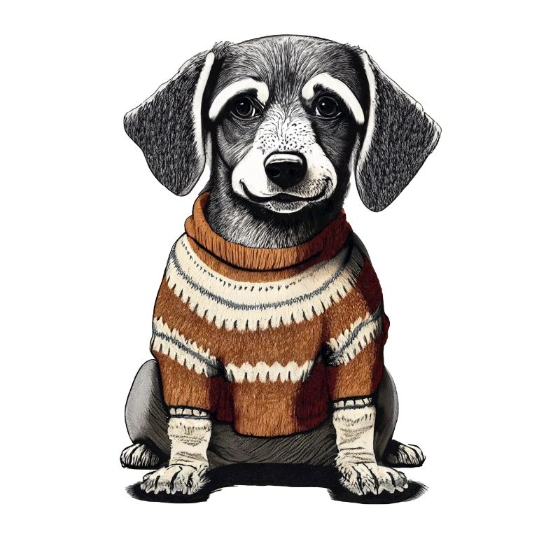 Chien avec un pull