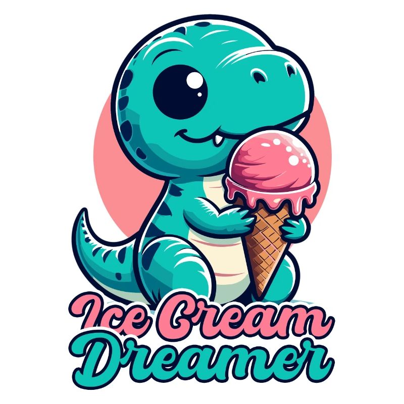 Rêve de crème glacée T-Rex mignon avec cadeau de crème glacée