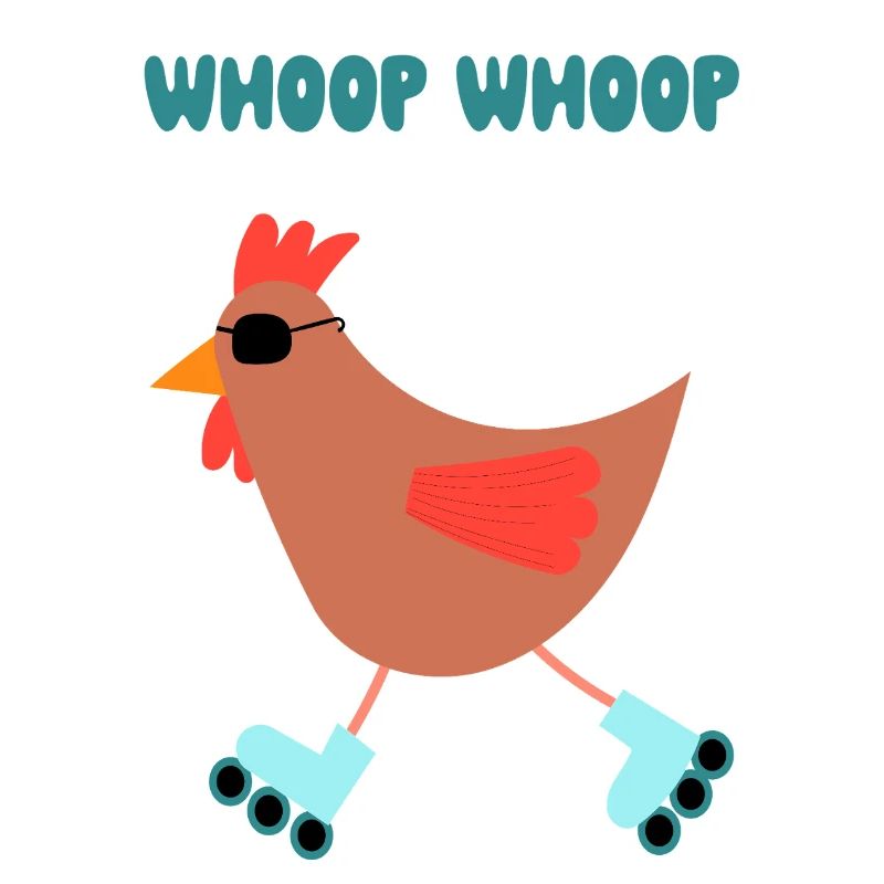 Cool chicken on rollerblades – casual style