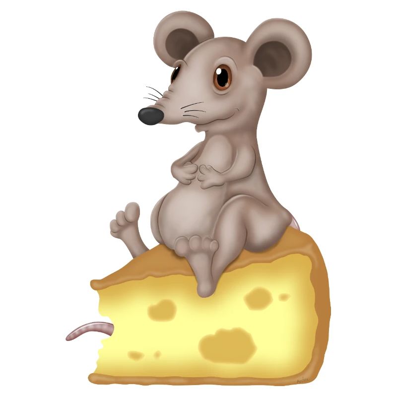 Cute mouse on cheese