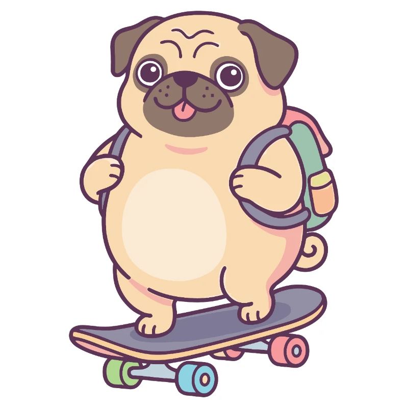 Pug Skateboard Backpack