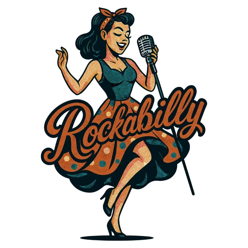 Rockabilly Charcoal Microphone Singing 50s Gift