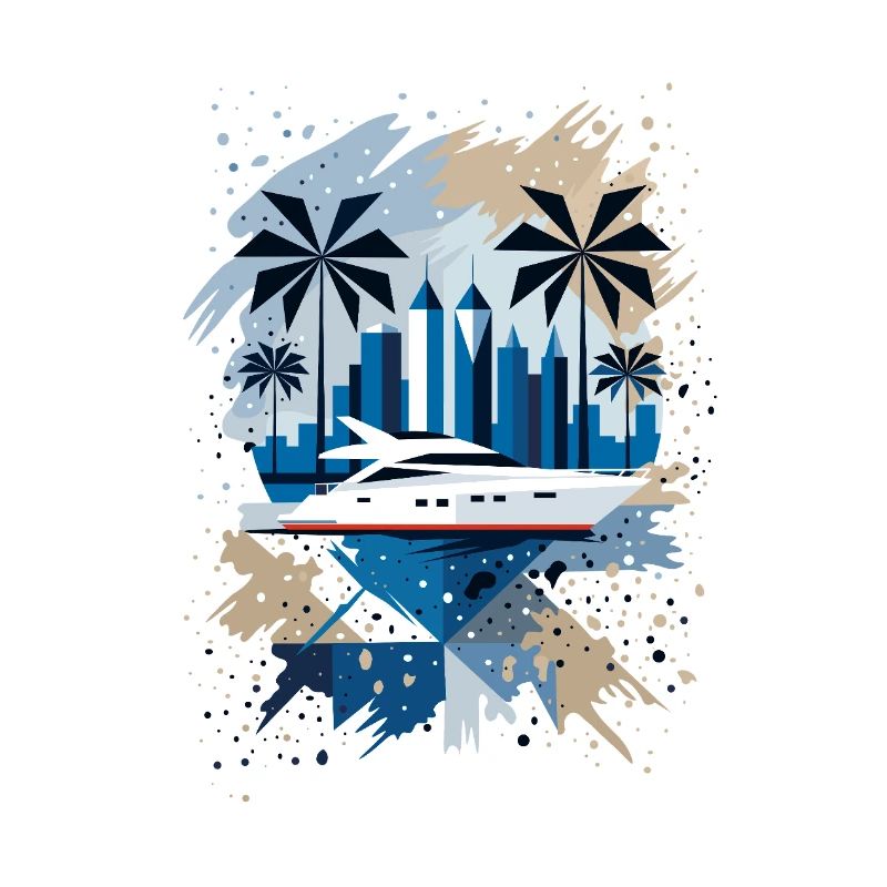 Panorama moderne de yachts et de villes – Design élégant