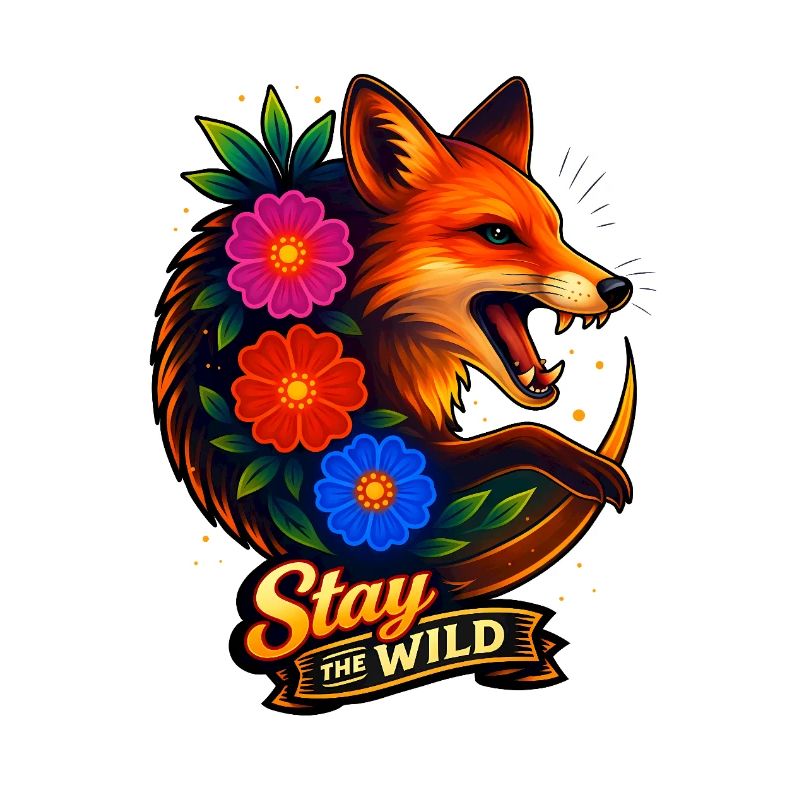 Fuchs mit Blumen Bleib wild