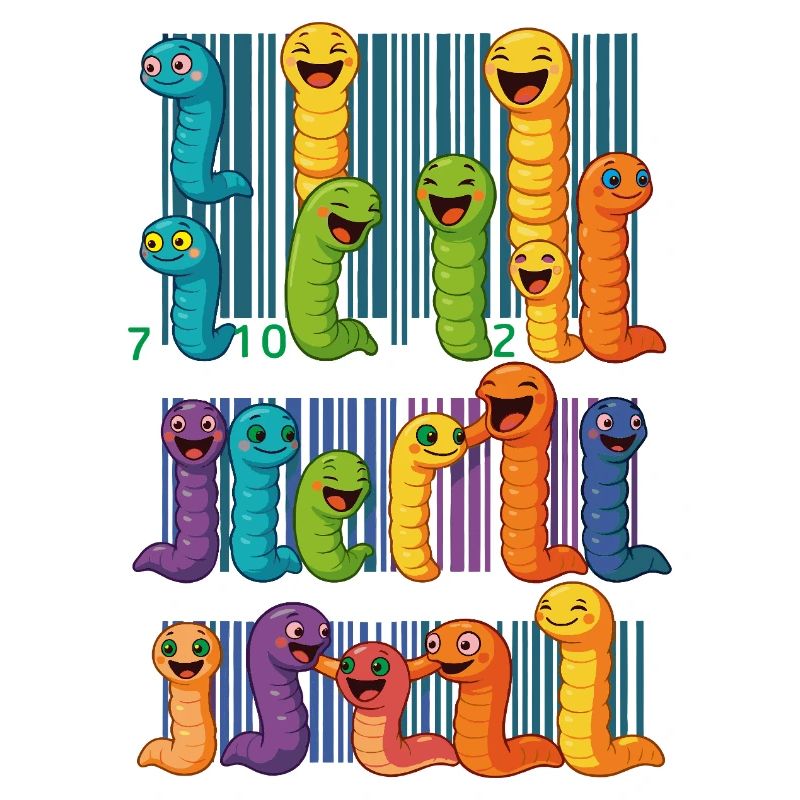 Bunte Wurm-Barcode-Kollektion