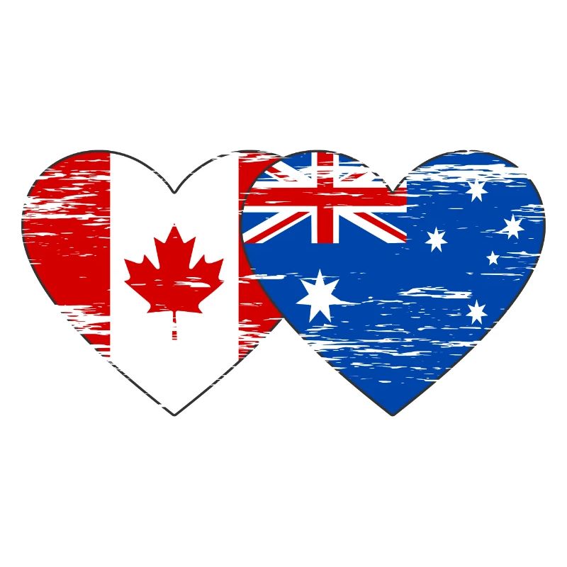 Canada Australie drapeau coeur utilisé