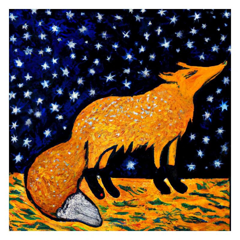 Fuchs unter einem Sternenhimmel