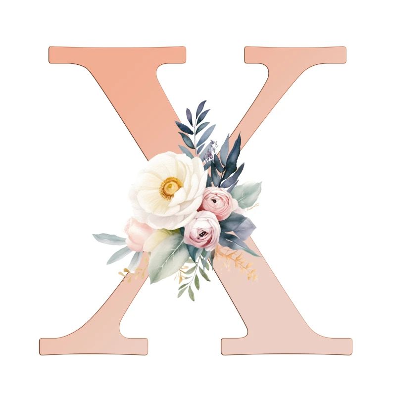 X Monogram, Floral, Boho