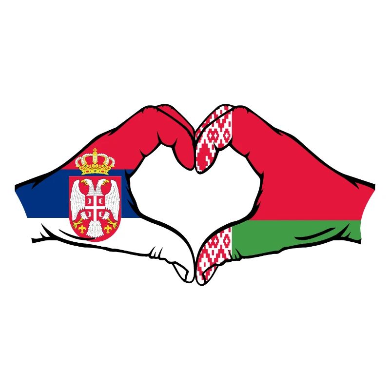 Serbie Biélorussie Drapeau Mains Coeur Forme
