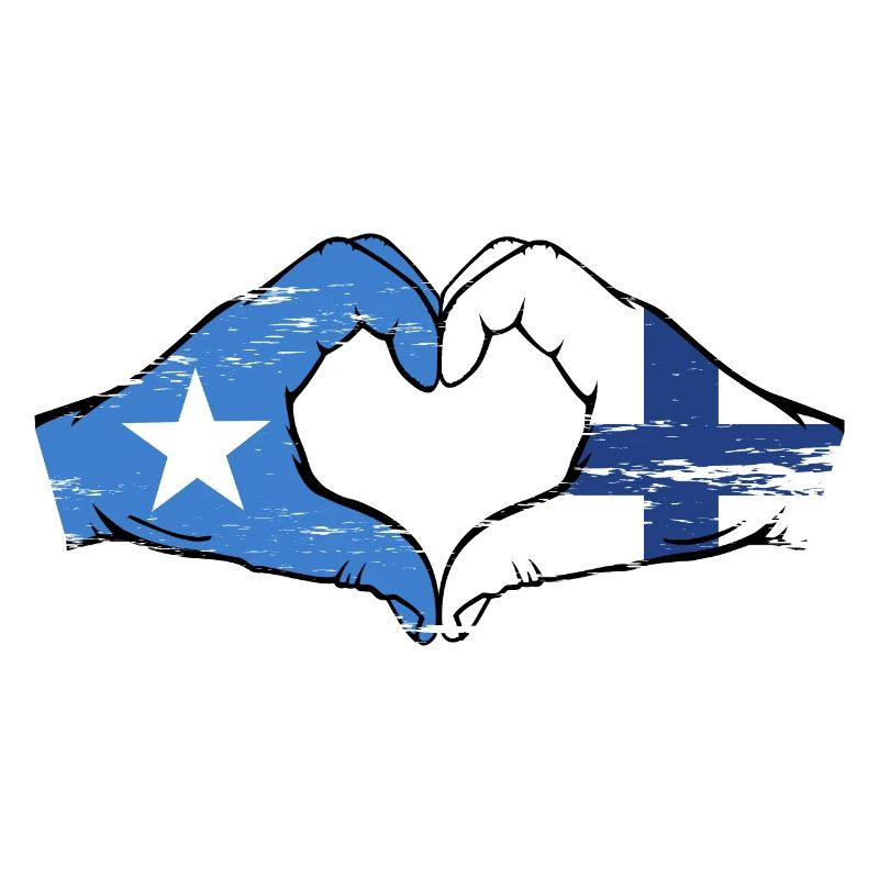 Somalie Finlande drapeau mains forme de coeur utilisé