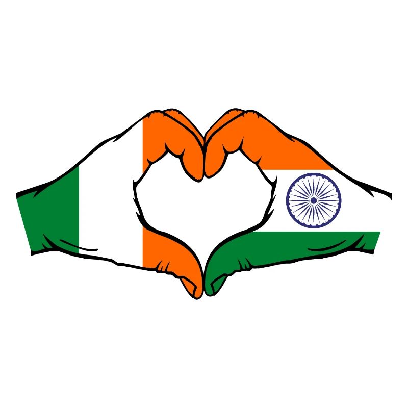Irlande Inde Drapeau Mains Coeur Forme