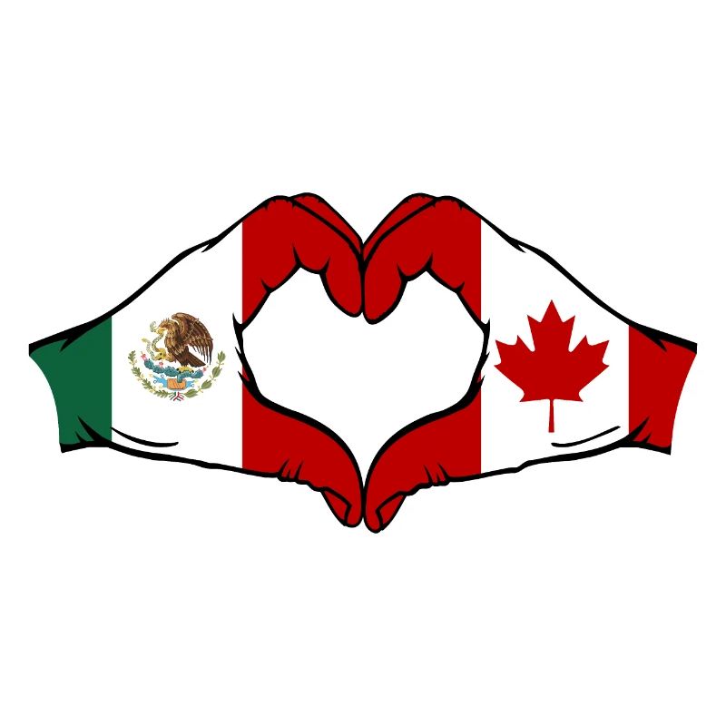 Mexico Canada Flag Hands Heart Shape