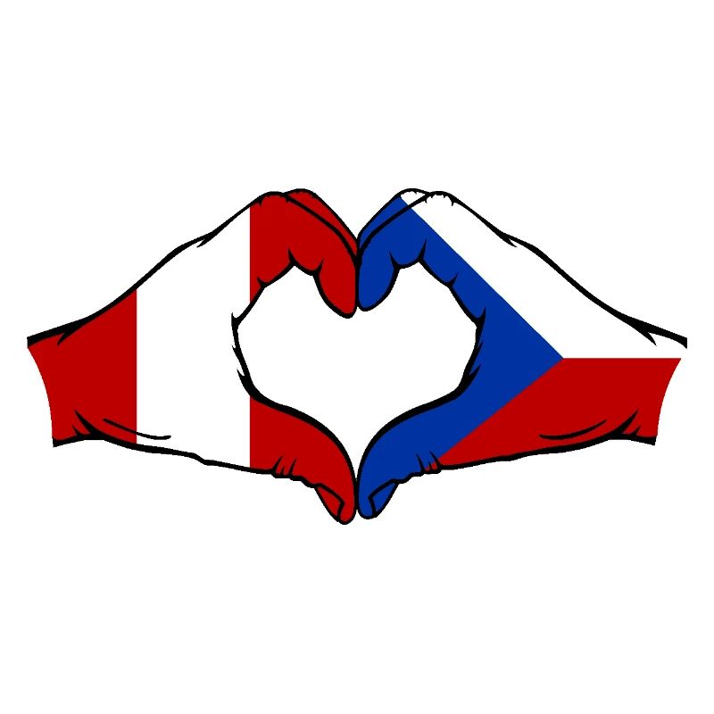 Pérou République tchèque Drapeau Mains Coeur Forme