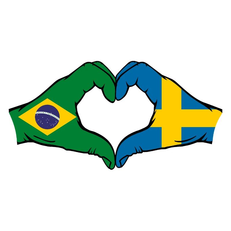 Brésil Suède Drapeau Mains Coeur Forme