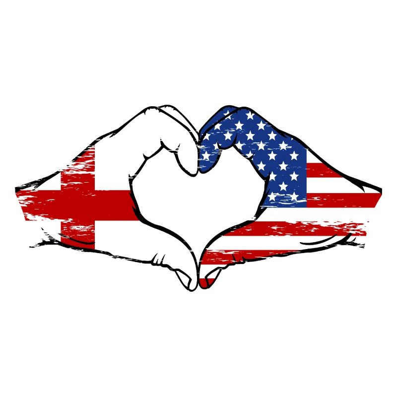 Angleterre USA drapeau main forme coeur utilisé
