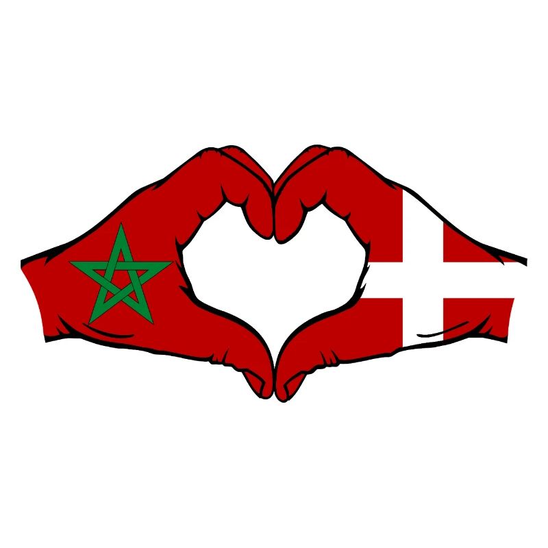 Morocco Denmark Flag Hand Heart Shape