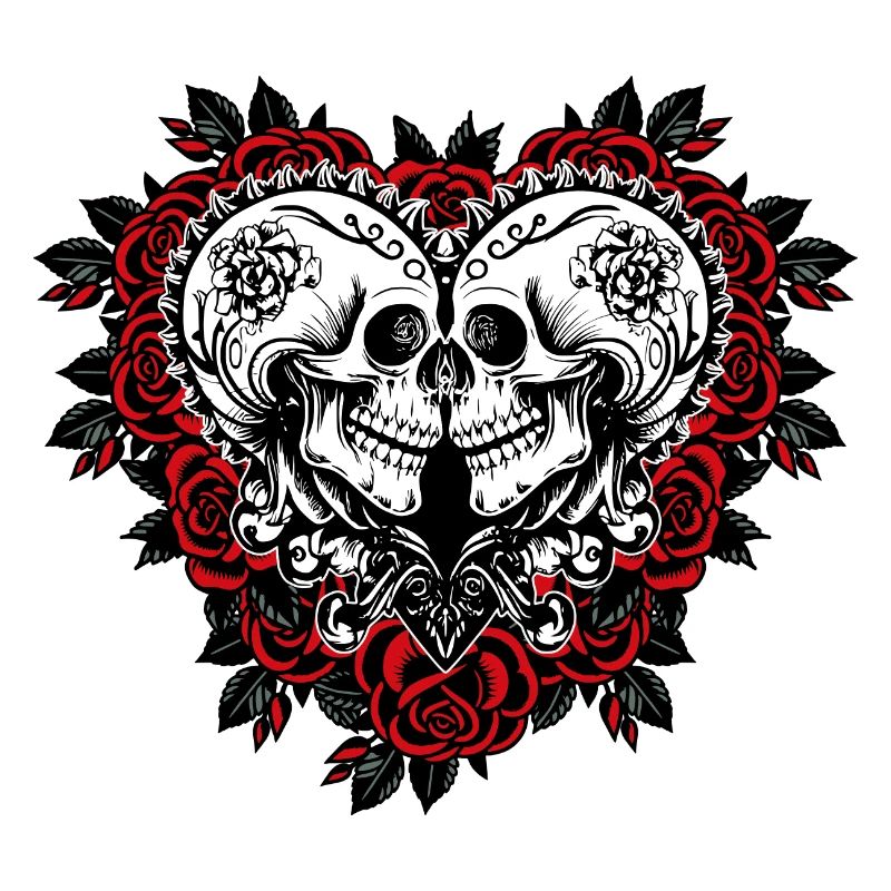 Gothic Totenköpfe in Herzform - Valentinstag