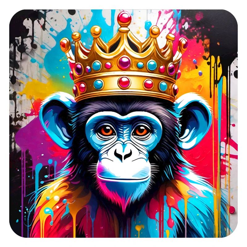 Cute monkey with crown in graffiti style