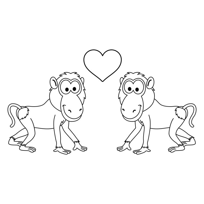 Monkey affe comic Paar liebe