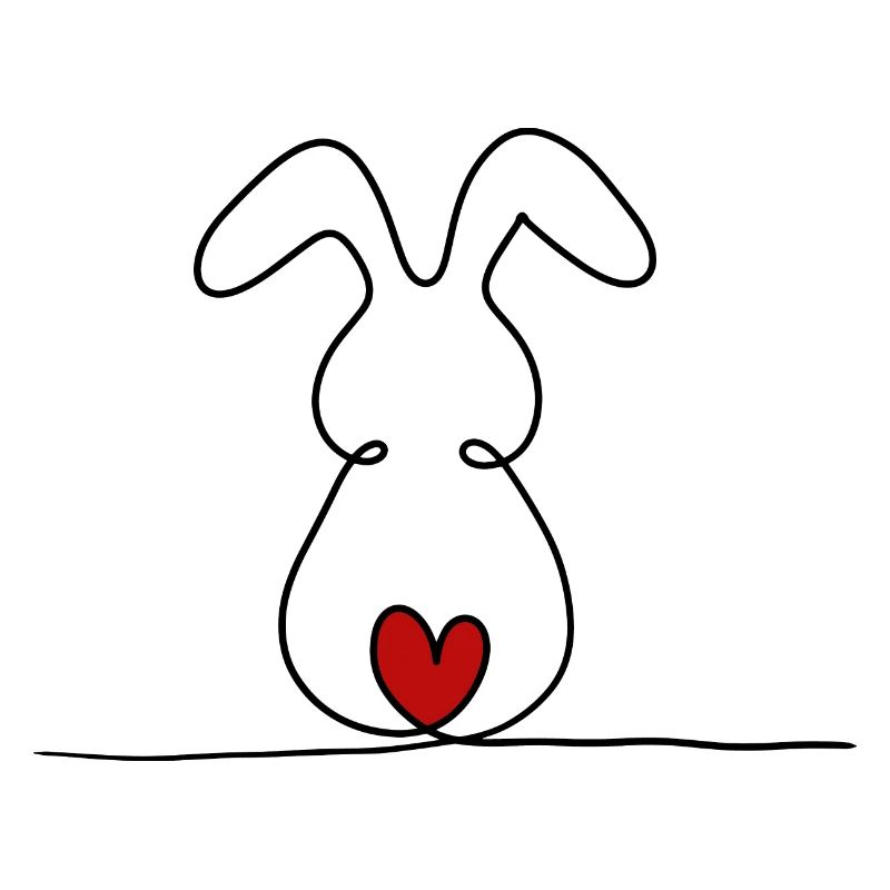 Lapin à une ligne avec queue rouge