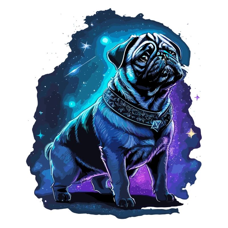 Neon Pug Dog Midnight Magic