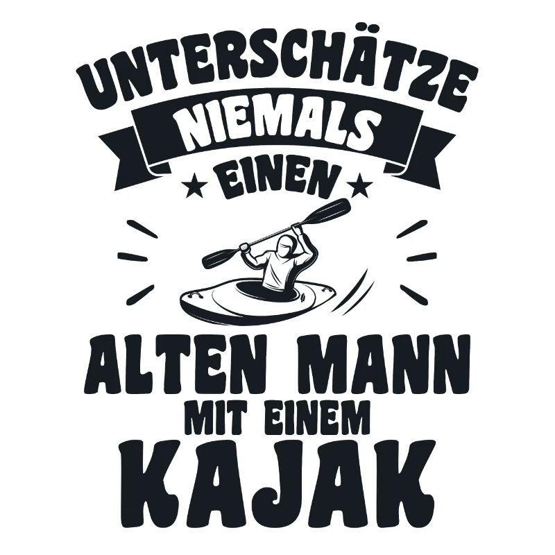 Alten mann mit einem Kajak
