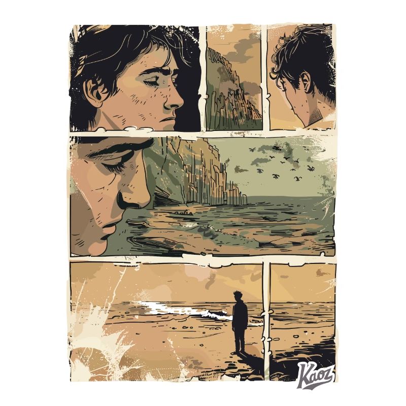 Comic der Einsamkeit am Strand