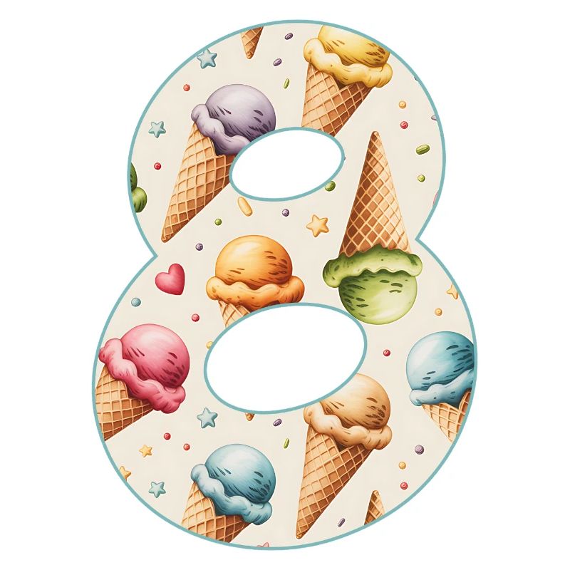 EISCREME NUMMER 8 JAHRE EIS 8. GEBURTSTAG