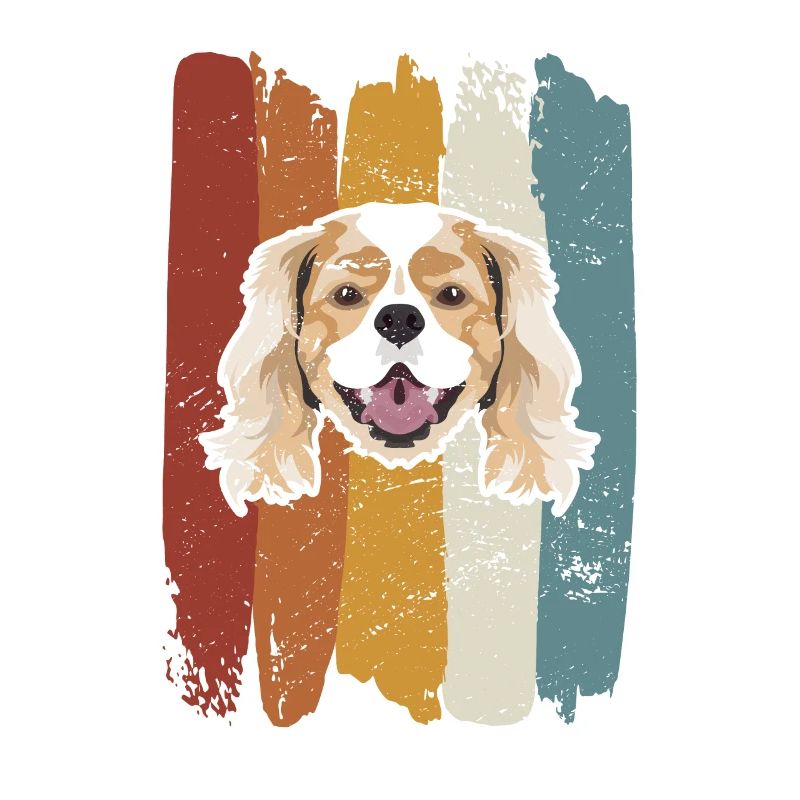 Cavalier souriant King Charles Spaniel rétro