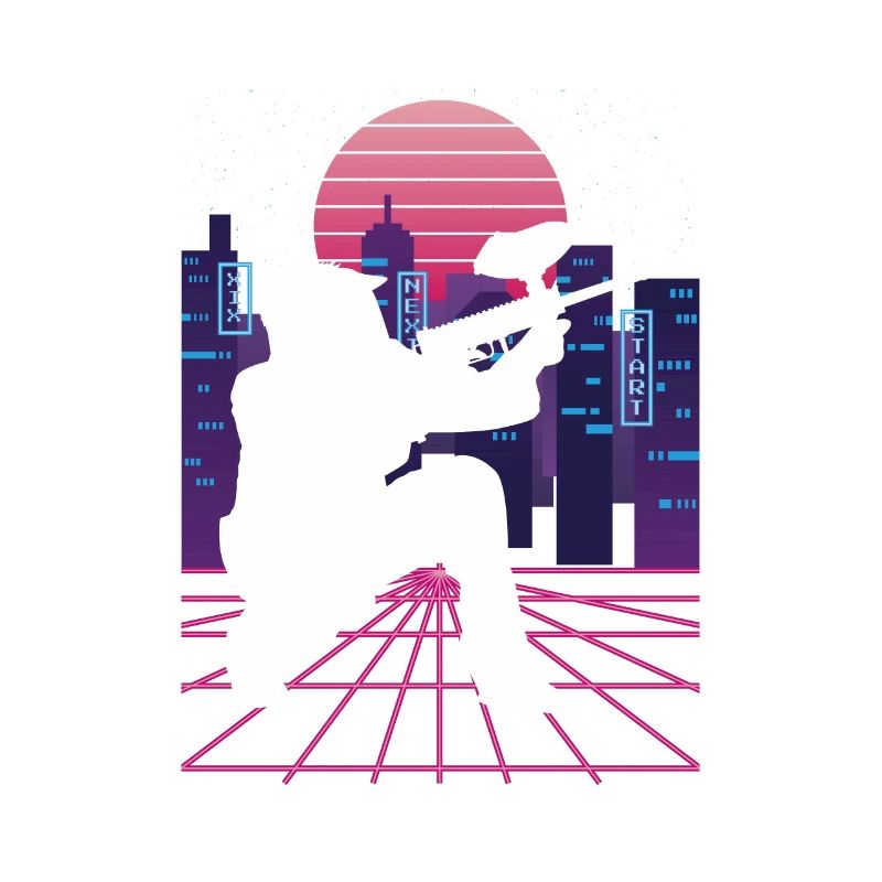 Vaporwave Synthwave Skyline Paintball