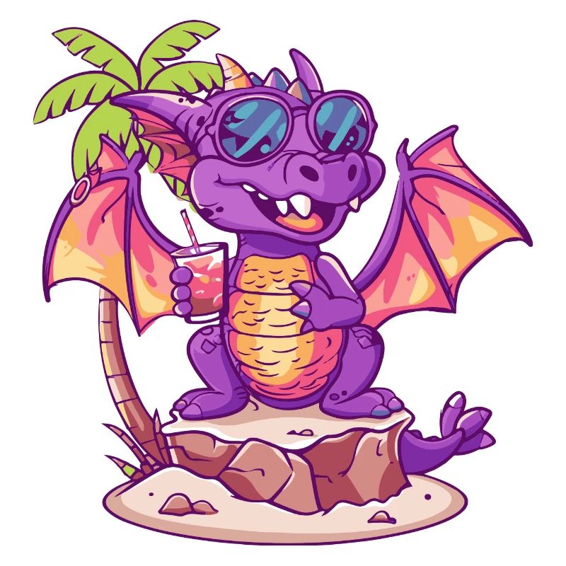 Drache Sommer Strand Comic