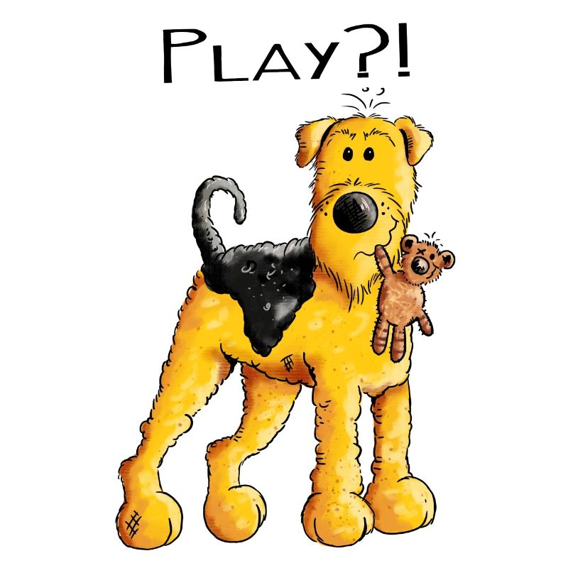 Play Airedale Terrier mit Teddy - Comic - Fun