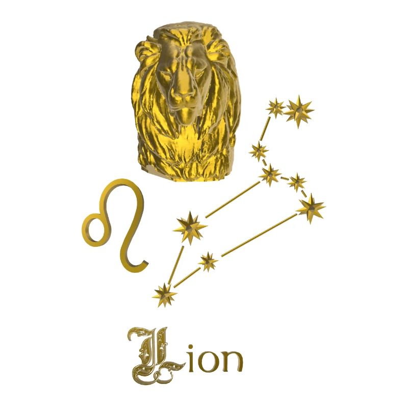 Sternzeichen Löwe 3D,  gold