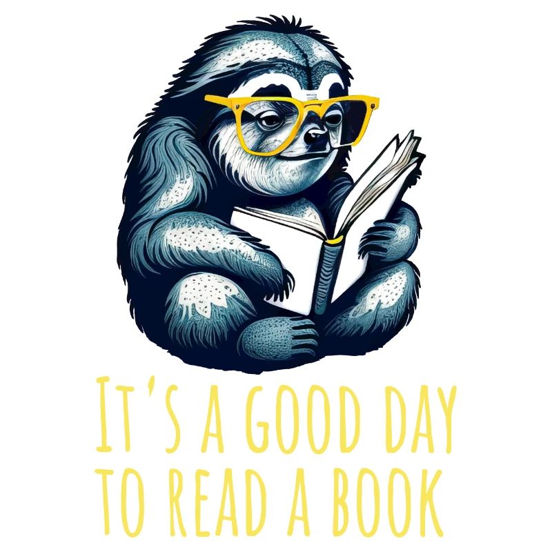 Sloth reads a book, read, books, library