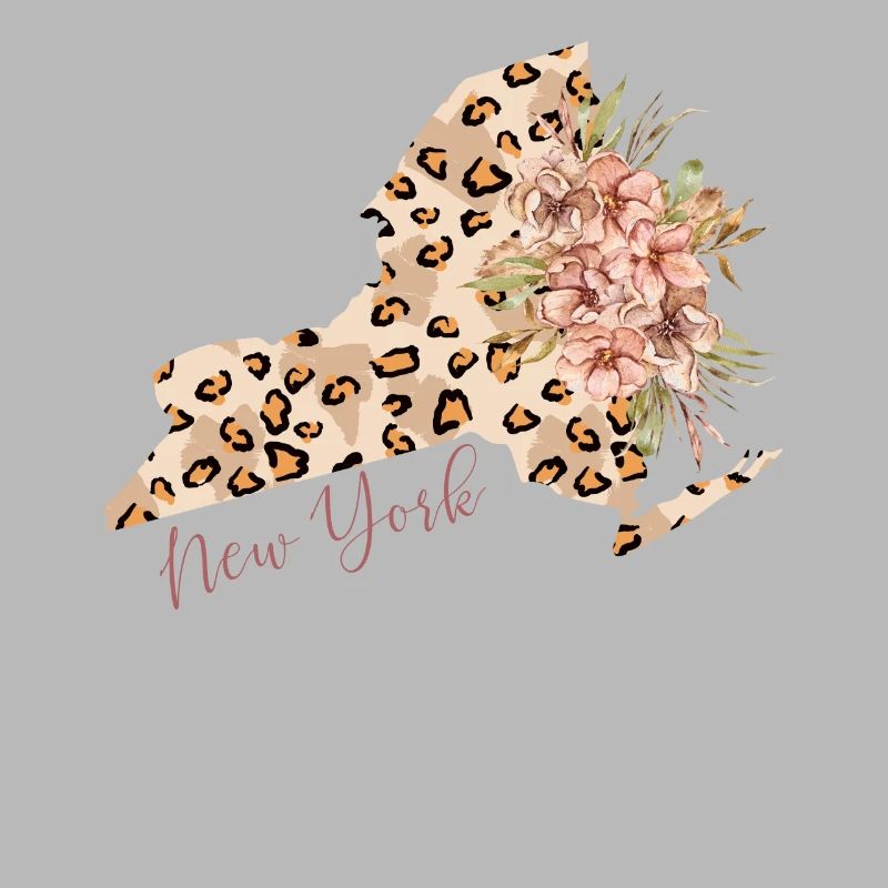 Leopard print map New York State