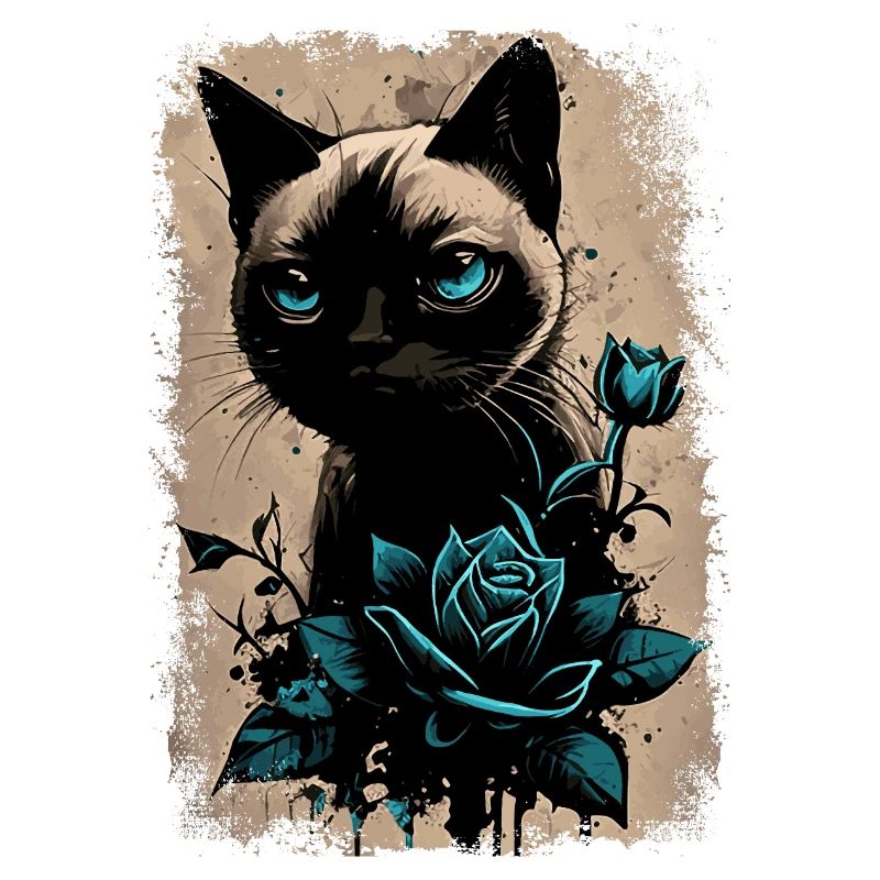 Chat siamois avec fleur