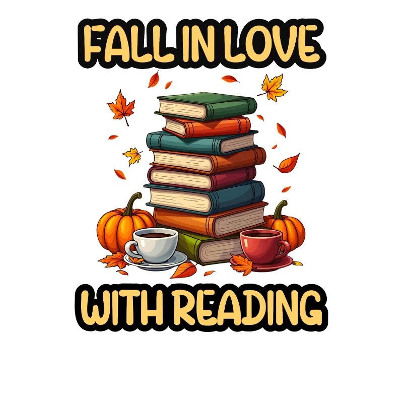fall in love with reading, Cute fall bookworm