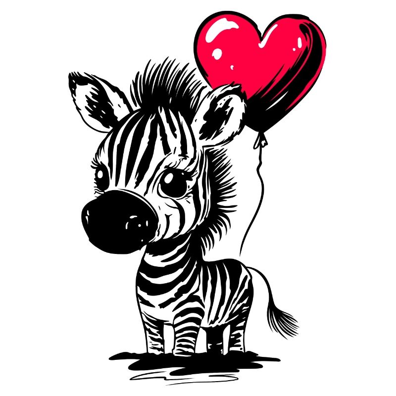 Zebra mit Herz Luftballon - Heartful Creatures