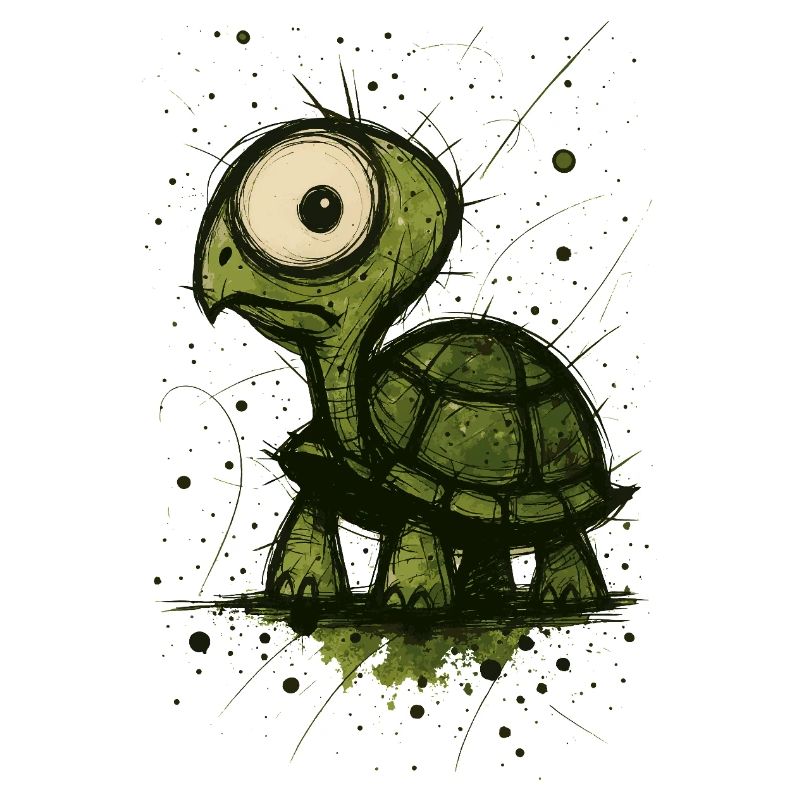 Funny Turtle with Big Eyes – Comic Splash