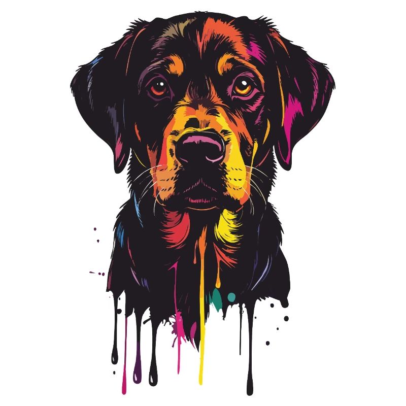Buntes Hundeportrait Tropfen