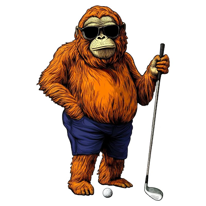 Affe Golfspieler