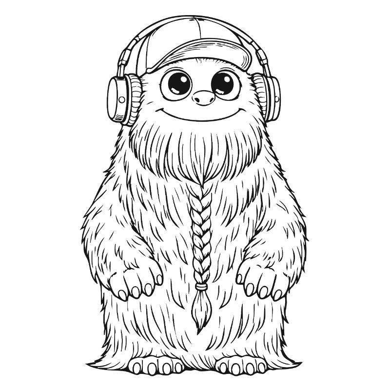 Fluffo avec tresse devant - Fluffonster design noir