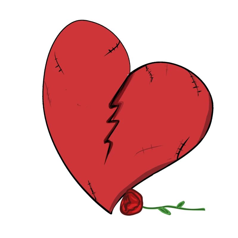 broken heart sad red
