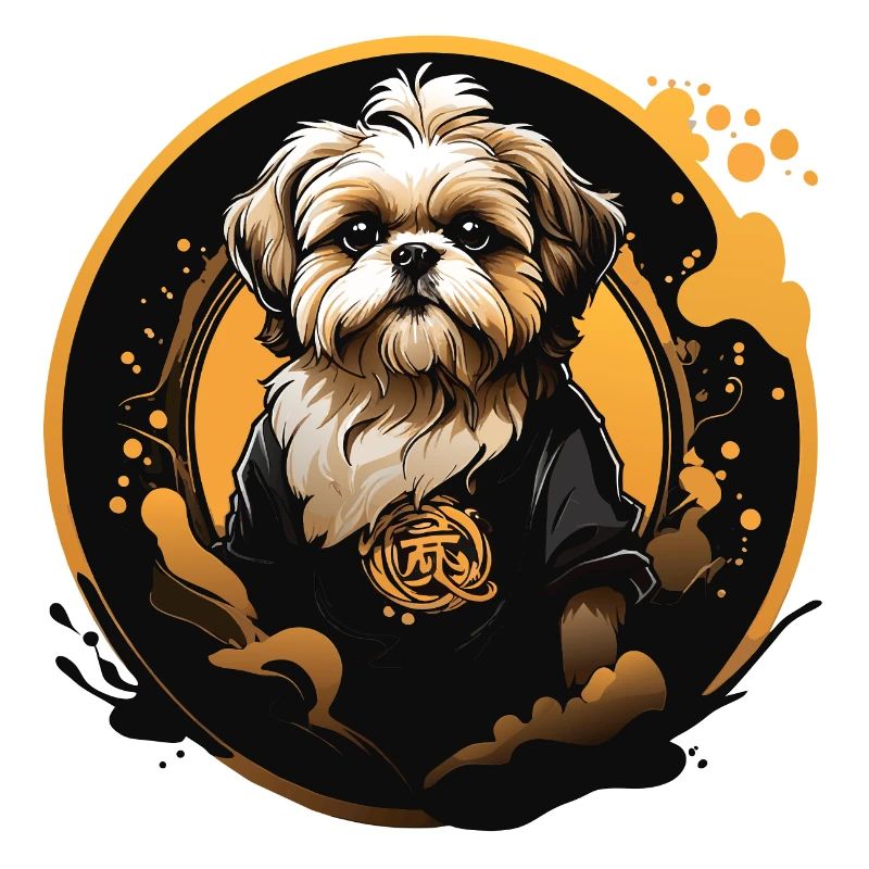 Shih Tzu Portrait in Decorative Circle Frame